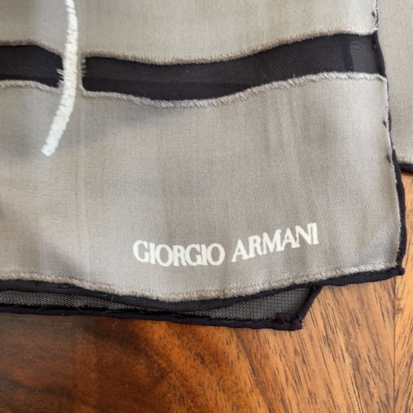 Giorgio Armani Black & Gray Floral Silk Scarf - Picture 2 of 3